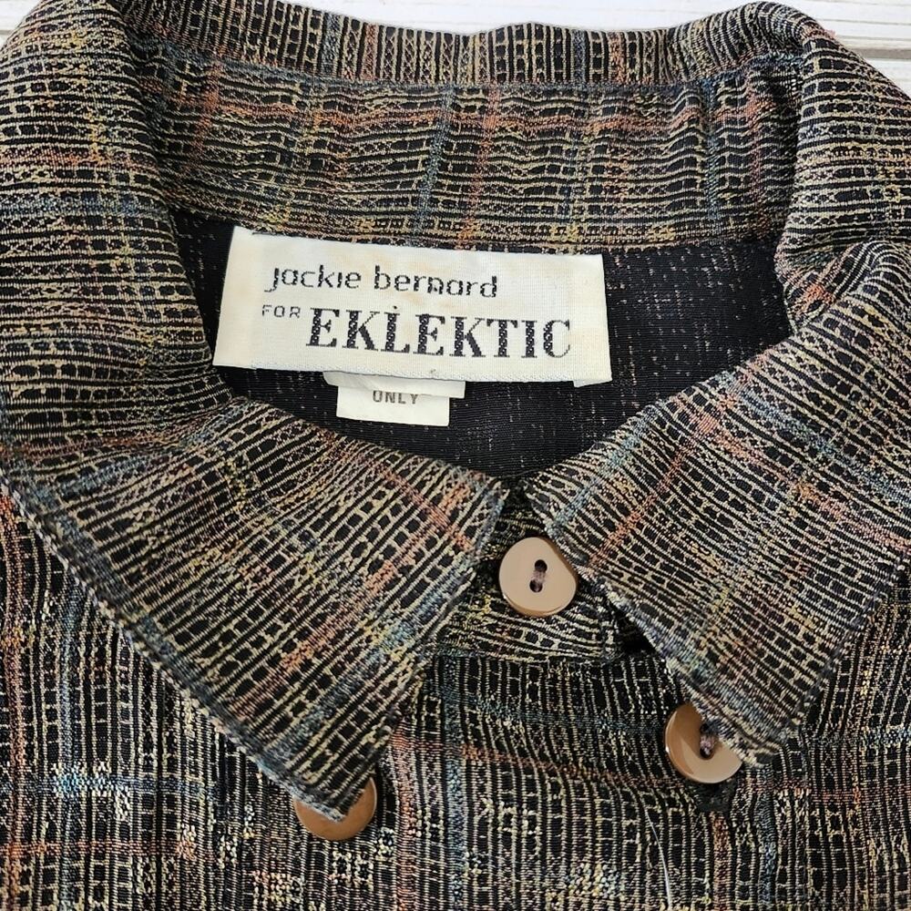 Vintage Jackie Bernard for Eklektic Long-Sleeved Button-Down Midi Dress Size 10 - Picture 7 of 13
